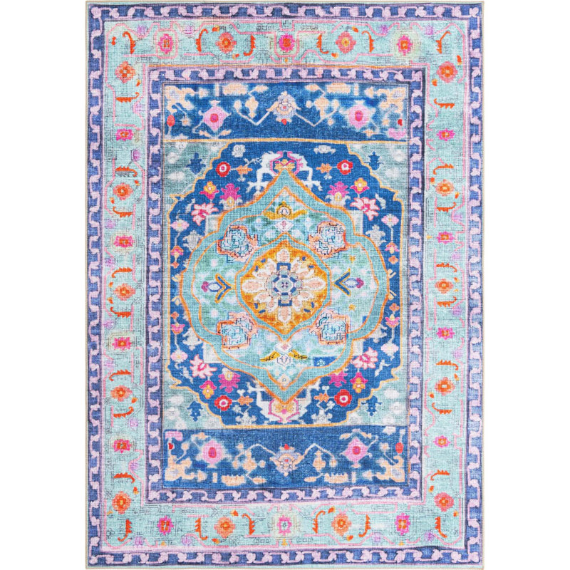 Mistana™ Sonja Chenille Blue/Black/Orange Rug & Reviews Wayfair